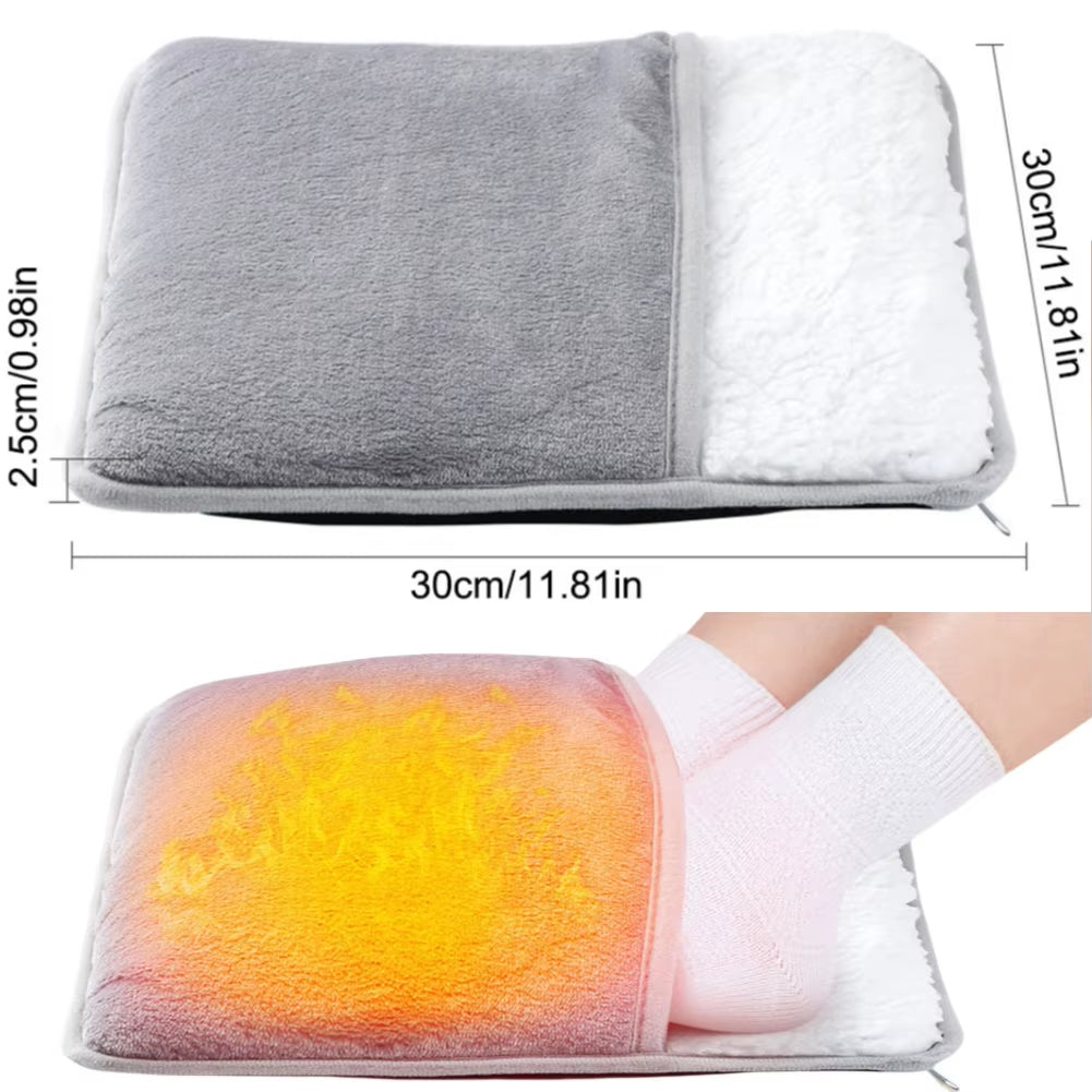 Electric Foot Warmer Double Feet Slippers USB Charging Foot Warm Pads Detachable Foot Stove Soft Plush for Home Bedroom Sleeping
