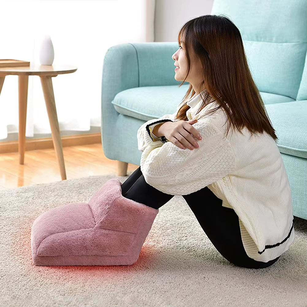 Electric Foot Warmer Double Feet Slippers USB Charging Foot Warm Pads Detachable Foot Stove Soft Plush for Home Bedroom Sleeping
