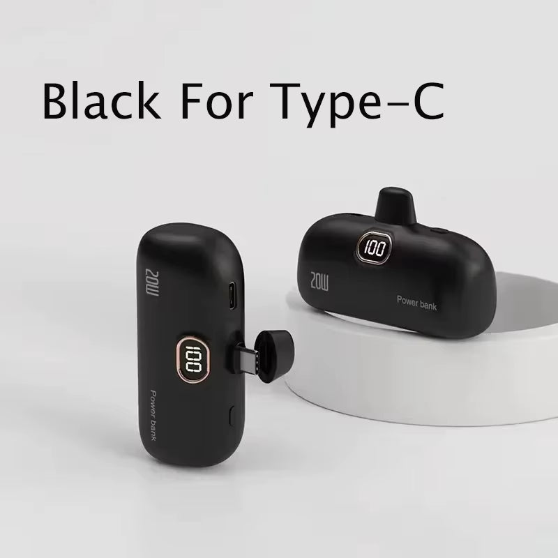 Mini Power Bank 30000Mah Built Cable Portable Mobile Charger Fast Charging External Battery Capsule Powerbank for Type-C Iphone