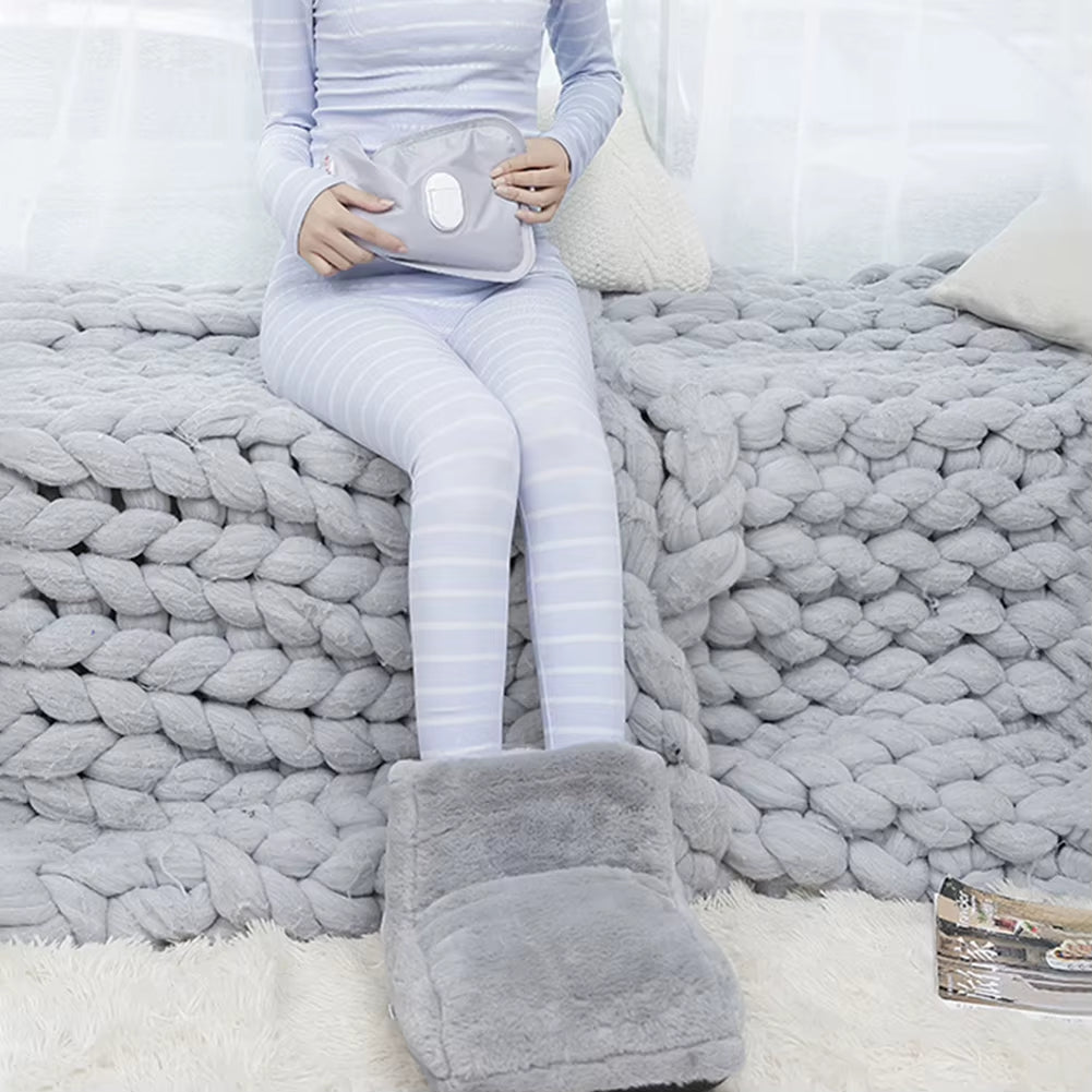 Electric Foot Warmer Double Feet Slippers USB Charging Foot Warm Pads Detachable Foot Stove Soft Plush for Home Bedroom Sleeping