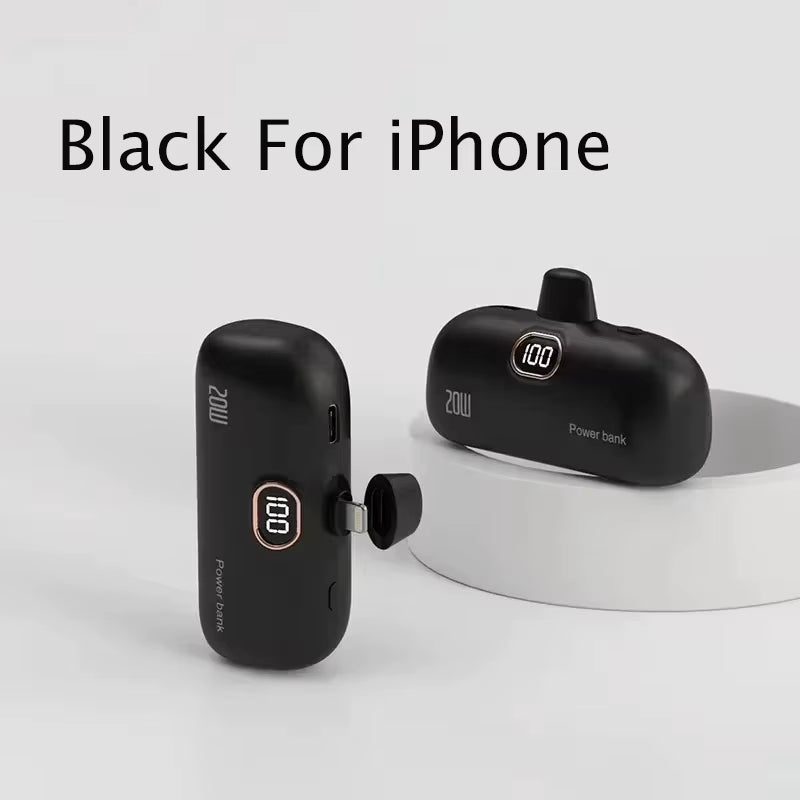 Mini Power Bank 30000Mah Built Cable Portable Mobile Charger Fast Charging External Battery Capsule Powerbank for Type-C Iphone