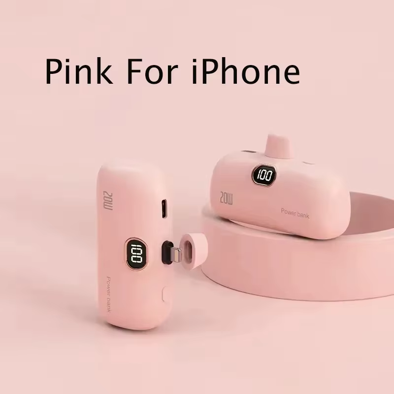 Mini Power Bank 30000Mah Built Cable Portable Mobile Charger Fast Charging External Battery Capsule Powerbank for Type-C Iphone