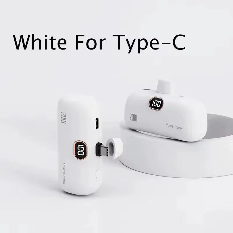 Mini Power Bank 30000Mah Built Cable Portable Mobile Charger Fast Charging External Battery Capsule Powerbank for Type-C Iphone