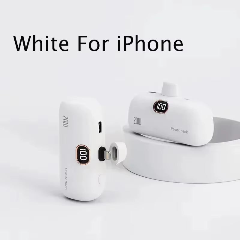 Mini Power Bank 30000Mah Built Cable Portable Mobile Charger Fast Charging External Battery Capsule Powerbank for Type-C Iphone
