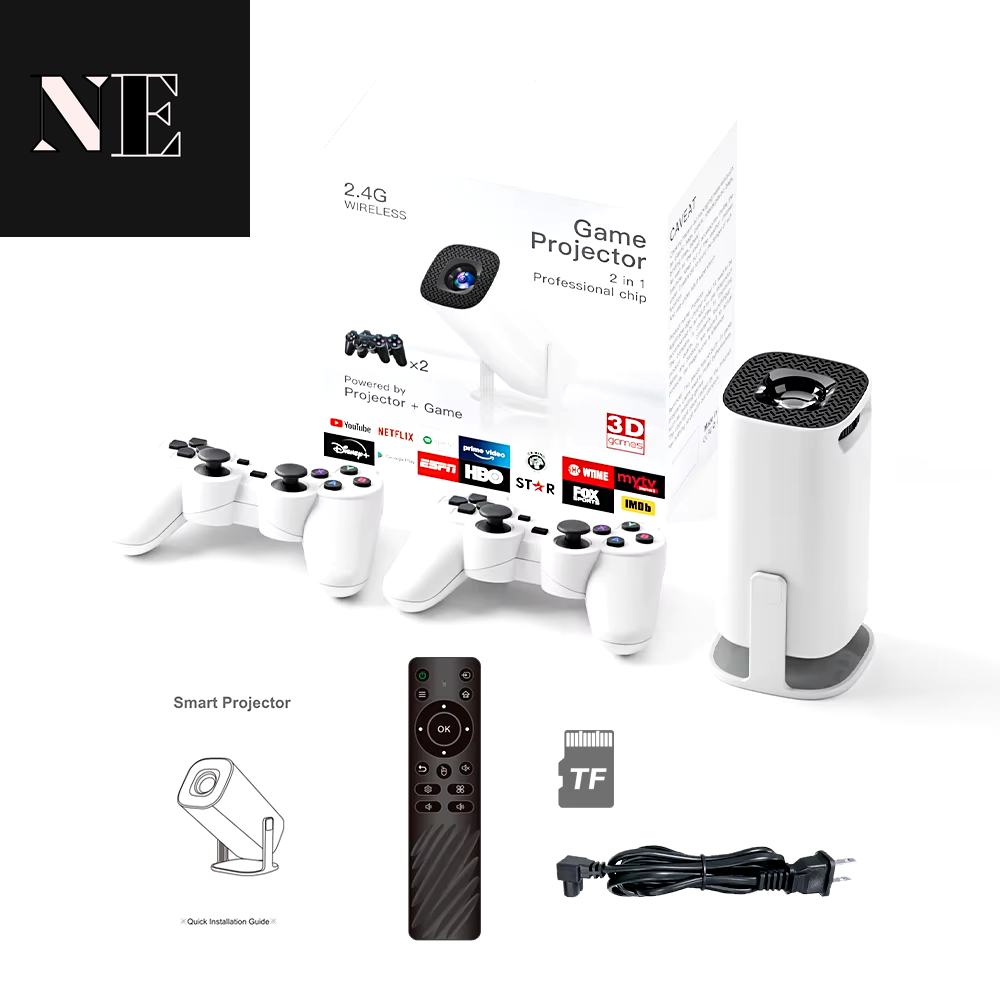 Android 11 Gaming Projector P30MAX 64GB TF Card Wireless Gaming Controller Dual WIFI 1280*720P Home Theater Portable Projector