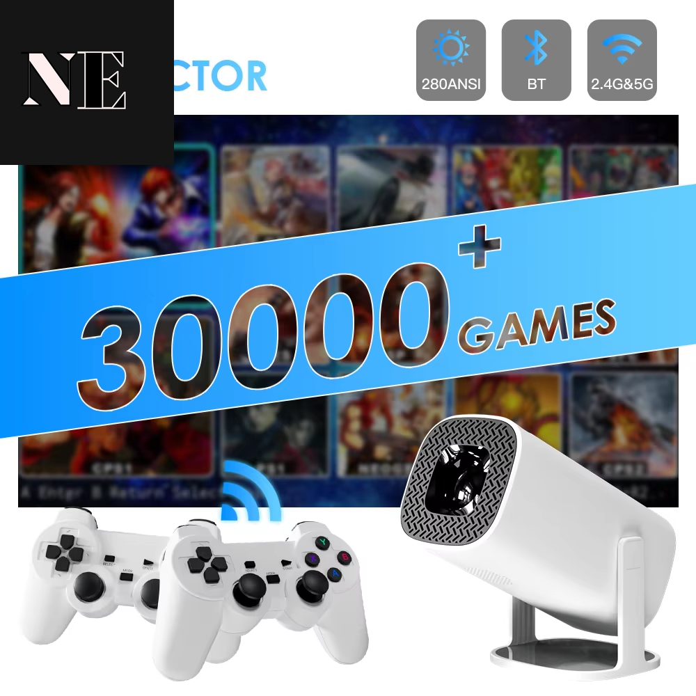 Android 11 Gaming Projector P30MAX 64GB TF Card Wireless Gaming Controller Dual WIFI 1280*720P Home Theater Portable Projector